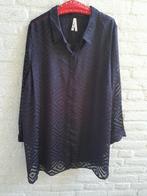 Zwart dessin semi transparante blouse maat 54, Verzenden, Zo goed als nieuw, Zwart, Blouse of Tuniek