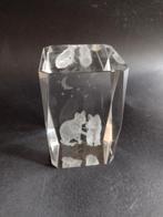 3D laser glasblok / kristal object met 2 katten H 8,5 cm, Ophalen