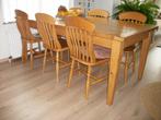 eettafel plus zes stoelen, Huis en Inrichting, Tafels | Eettafels, Ophalen, Gebruikt, 100 tot 150 cm, 200 cm of meer