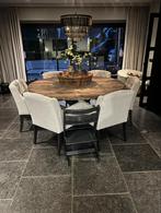 Ronde eettafel 180 van oude wagondelen, Huis en Inrichting, Tafels | Eettafels, Ophalen, Gebruikt, 100 tot 150 cm, Rond