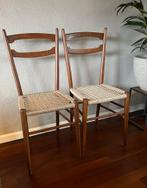 Twee vintage stoelen Gio Ponti stijl Superleggera, Ophalen, Bruin, Twee