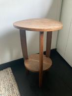 Leuke massief houten antieke bijzettafel, Minder dan 55 cm, Gebruikt, Rond, Hout