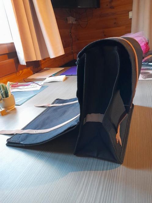 2x Dubbele Nieuwe Zwarte fietstassen zwart cognac details, Fietsen en Brommers, Fietsaccessoires | Fietstassen, Nieuw, Ophalen of Verzenden