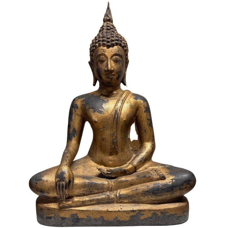 Groot zwaar Thais Boeddhabeeld uit de Rattanakosin-periode, Huis en Inrichting, Woonaccessoires | Boeddhabeelden, Gebruikt, Ophalen of Verzenden