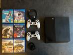 PS4 500GB met 2 controllers + 6 games, Ophalen, Met 2 controllers, Original, 500 GB