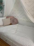 Uitschuifbed ikea HEMNES wit, Ophalen, Zo goed als nieuw, Tweepersoons, Wit