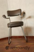 jaren 50 stoel met stalen [chroom] frame door Roneo, Grijs, Gebruikt, Eén, Ophalen