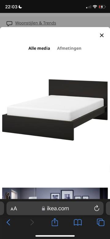 Bed Malm Ikea zwart 140-200 - afbeelding 1