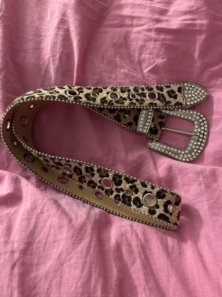 Leopard Riem met Strass Gesp, Kleding | Dames, Riemen en Ceinturen, Gedragen, Tailleriem, 90 tot 100 cm, 3 tot 5 cm, Bruin, Echt leder