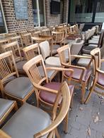 Houten stoelen met lederen zitting, Ophalen, Gebruikt, Bruin, Vijf, Zes of meer stoelen
