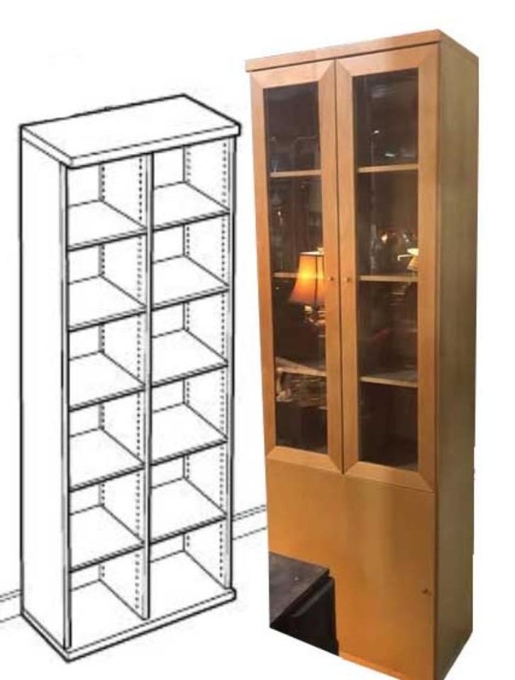 IKEA boekenkast Bonde kersen met glazen deurtjes, Huis en Inrichting, Kasten | Boekenkasten, Gebruikt, 50 tot 100 cm, 150 tot 200 cm