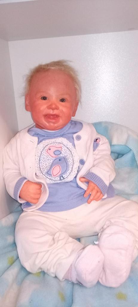 Arcello 14 reborn pop, Andrea Arcello rebornpop,47 cm, Verzamelen, Poppen, Gebruikt, Babypop, Levensecht of Reborn, Ophalen of Verzenden