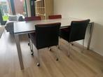 Eettafel + Stoelen, Huis en Inrichting, Tafels | Eettafels, Ophalen, Overige materialen, 100 tot 150 cm, Zo goed als nieuw
