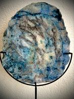 Blauwe Agaat op metalen steun, Ophalen of Verzenden, Mineraal