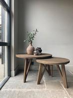 Mooie salontafel set van oud hout, Huis en Inrichting, 50 tot 100 cm, Nieuw, Hoffz stijl, Rond