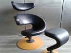 Variér (Stokke) Peel (Zwart Leder), Heel Mooi!, Huis en Inrichting, Fauteuils, Ophalen, Metaal, Zo goed als nieuw, Variér