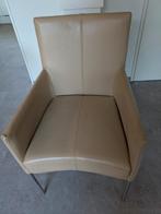 6 leren eetkamerstoelen, kleur beige, merk Bert Plantagie, Huis en Inrichting, Stoelen, Ophalen, Gebruikt, Overige kleuren, Leer