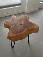 2x Bijzettafel boomstam/metaal, Huis en Inrichting, Minder dan 55 cm, Gebruikt, Botanisch, Overige vormen