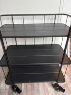 Keuken en/of woonkamer trolley zwart metaal met hout zwart, Ophalen, Gebruikt