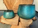 WINDLICHT TURQUOISE ZILVER HOOG 15,5 en 8,5 cm NIEUW, Overige materialen, Nieuw, Ophalen of Verzenden, Groen