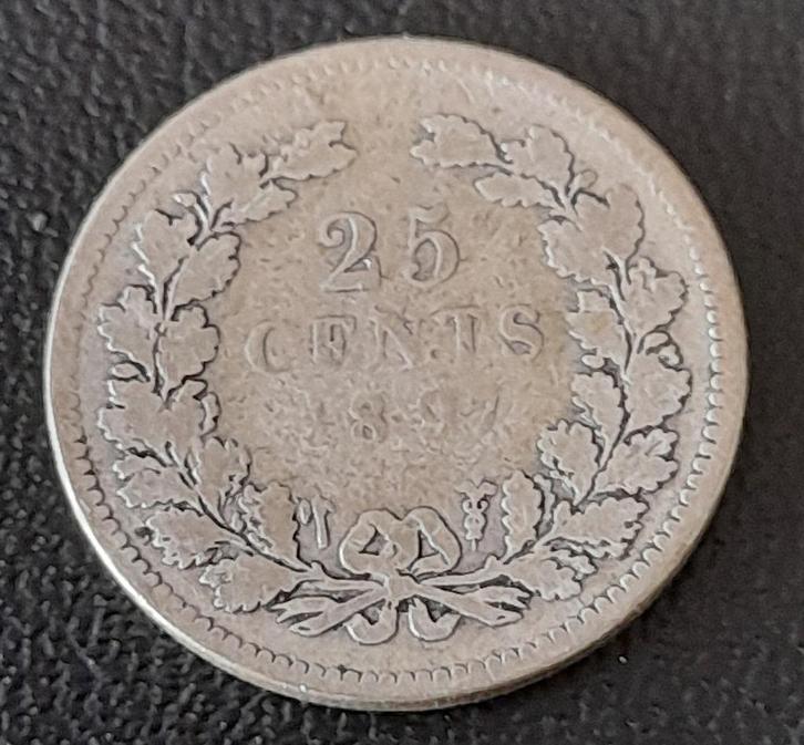 Nederland 25 cent 1897 (lot 3), Postzegels en Munten, Munten | Nederland, Losse munt, 25 cent, Koningin Wilhelmina, Zilver, Ophalen of Verzenden