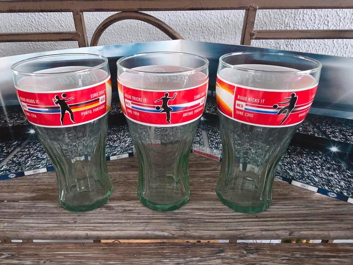 Coca Cola EURO 2004 Glazen - Set van 3, Verzamelen, Glas en Borrelglaasjes, Zo goed als nieuw, Frisdrankglas, Ophalen