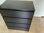 Malm, zwarte 4 laden kast, Ophalen, Zo goed als nieuw, 25 tot 50 cm, Minder dan 100 cm