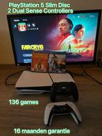 PlayStation 5 Slim Disc, 2 controllers, 136 games, Spelcomputers en Games, Ophalen of Verzenden, Nieuw, Playstation 5
