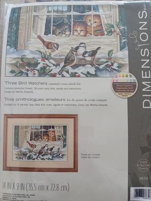 Borduurpakket Three Bird Watchers van Dimensions, Hobby en Vrije tijd, Borduren en Borduurmachines, Nieuw, Borduurpakket, Ophalen of Verzenden
