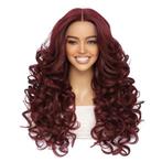 Luxe lace front pruik met superzachte krullen wijnrood, Verzenden, Nieuw, Pruik of Haarverlenging