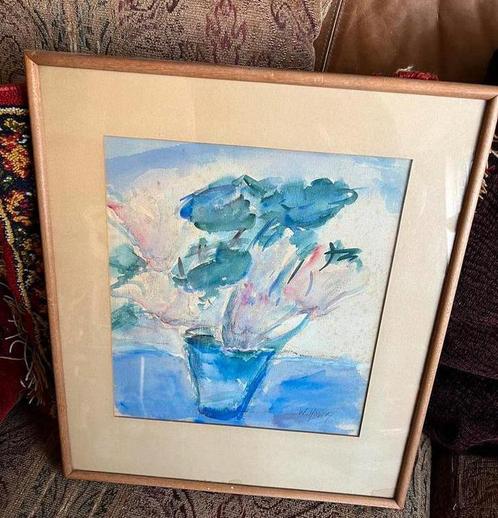Wietse Hoving(1911-1998) Ploeglid - Aquarel in Lijst- Gesign, Antiek en Kunst, Kunst | Schilderijen | Klassiek, Ophalen of Verzenden