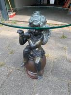 Erg leuke bijzettafel met glasplaat, Minder dan 55 cm, Rond, Zo goed als nieuw, Hout