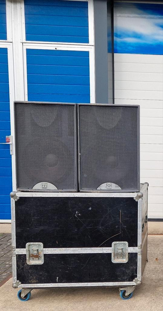 Set van 2 Martin Audio F15 speakers in flightcase op wielen, Audio, Tv en Foto, Luidsprekers, Gebruikt, Front, Rear of Stereo speakers