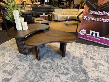 Salontafel Organisch 2-delig Bruin mangohout 30% KORTING beschikbaar voor biedingen