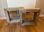 Set van 2 houten spiegels – stoer & natuurlijk 50x50x11cm, Huis en Inrichting, Woonaccessoires | Spiegels, Ophalen, Vierkant, Zo goed als nieuw