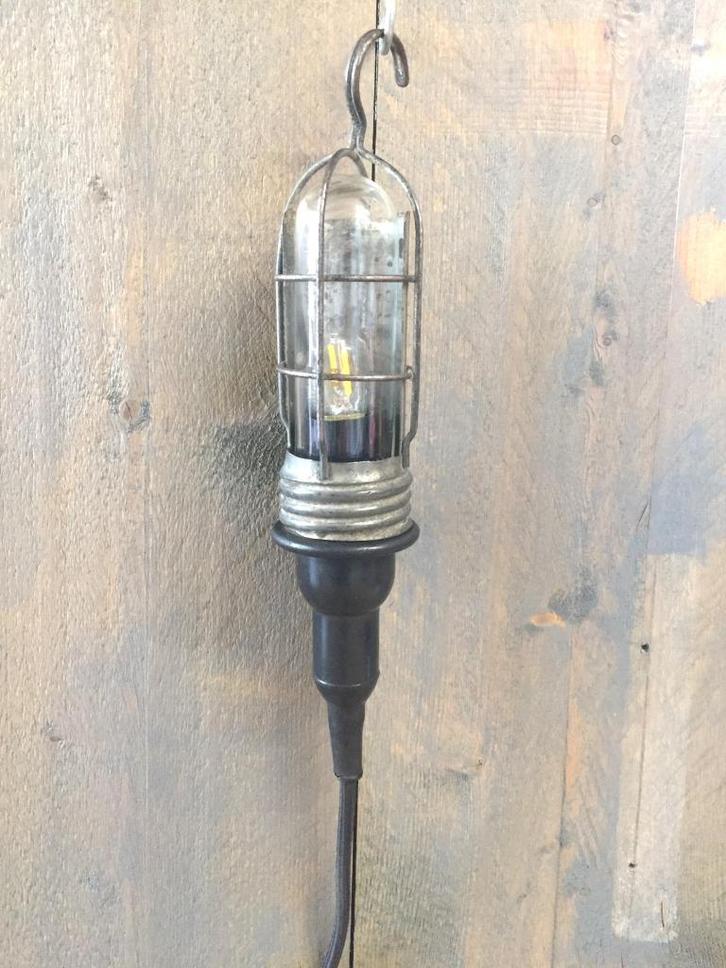 authentiek looplampje, hanglampje, tafellampje, Huis en Inrichting, Lampen | Hanglampen, Minder dan 50 cm, Glas, Kunststof, Metaal