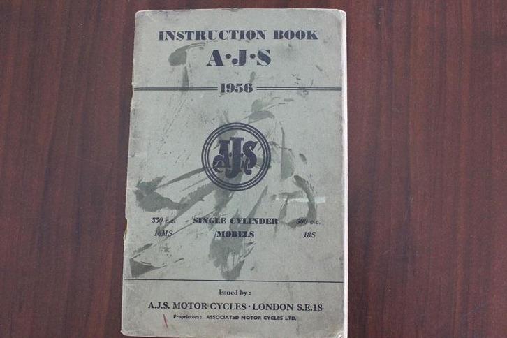 A.J.S. 1956 motorcycle instruction book350cc 500cc singles, Motoren, Handleidingen en Instructieboekjes, Overige merken, Ophalen of Verzenden