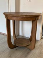 Vintage houten ronde tafel Amsterdamse school Art deco, Huis en Inrichting, Tafels | Bijzettafels, 60 cm of meer, Rond, Gebruikt