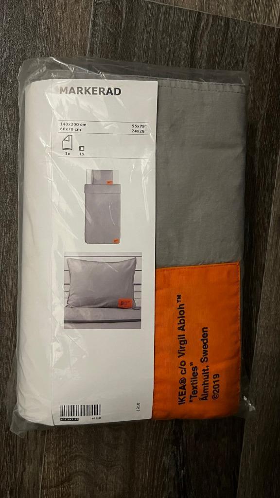 MARKERAD Ikea x Virgil Abloh beddengoed, Huis en Inrichting, Slaapkamer | Beddengoed, Nieuw, Dekbedovertrek, Eenpersoons, Grijs