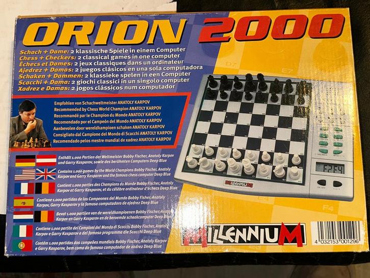 ORION 2000 schaakcomputer Millenium dammen kan er ook mee, Hobby en Vrije tijd, Gezelschapsspellen | Bordspellen, Zo goed als nieuw