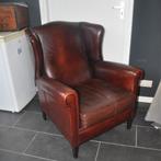 Oorfauteuil schapenleer vintage roodbruin, Huis en Inrichting, Fauteuils, Ophalen, Gebruikt, Leer, Minder dan 50 cm