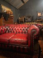 Rode Chesterfield Bank - 2-zits, Ophalen of Verzenden, Gebruikt, Leer