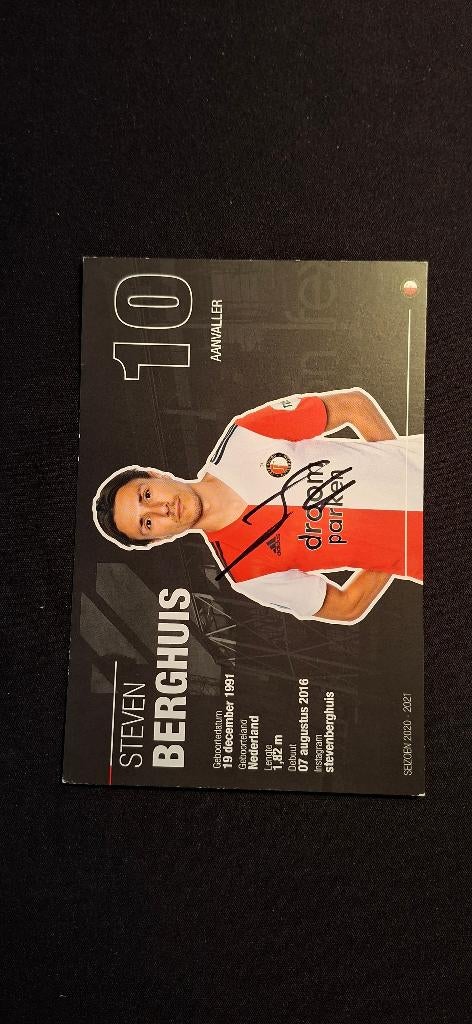 Spelerskaart met handtekening; Steven Berghuis #2 Feyenoord, Verzenden, Nieuw, Feyenoord, Spelerskaart