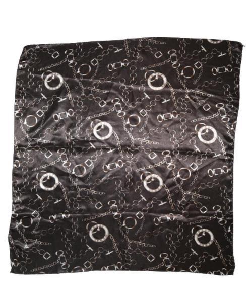 Vintage foulard, shawl, Gerry Weber, brown chains, Kleding | Dames, Mutsen, Sjaals en Handschoenen, Zo goed als nieuw, Sjaal, Verzenden