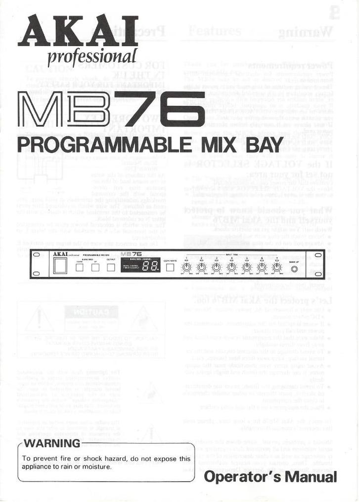 Handleiding Boek, Manual (Engels) - Akai MB76 Mix Bay, Boeken, Muziek, Zo goed als nieuw, Ophalen of Verzenden