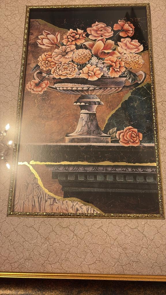 Bloemenstilleven in Gouden Lijst, Huis en Inrichting, Woonaccessoires | Schilderijen, Tekeningen en Foto's, Zo goed als nieuw