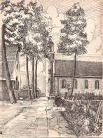 Oude Pekela Protestantse Kerk tekening sievers 50/60er jaren, Antiek en Kunst, Kunst | Tekeningen en Foto's, Ophalen of Verzenden