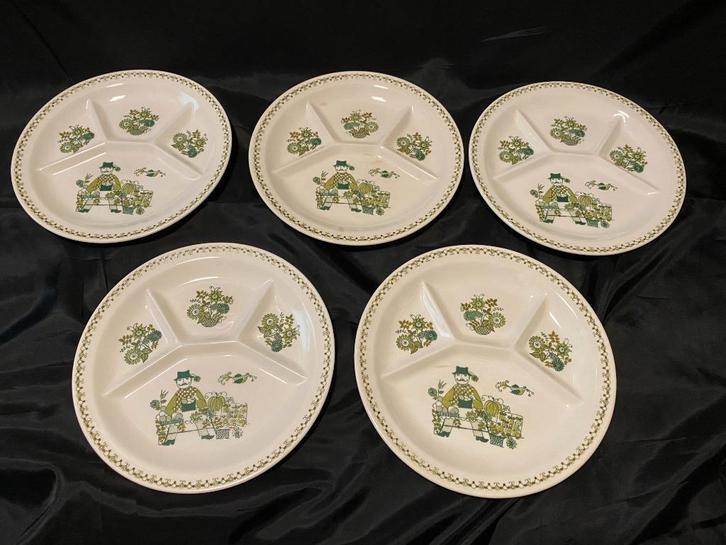 Retro Set van 5 Salade BBQ borden Figgjo Flint - Turi Design, Huis en Inrichting, Keuken | Servies, Gebruikt, Bord(en), Overige stijlen