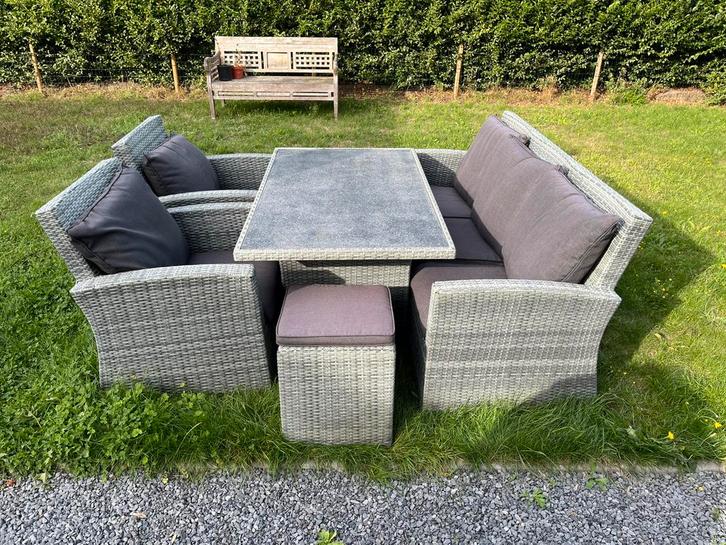Tuinset / loungeset / dining set, Tuin en Terras, Tuinsets en Loungesets, Gebruikt, Loungeset, Wicker, 7 zitplaatsen, Bank, Bijzettafel