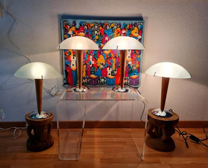Ikea Kvintol mushroom glazen tafellampen 4 stuks mooi , Huis en Inrichting, Lampen | Tafellampen, Gebruikt, Minder dan 50 cm, Glas